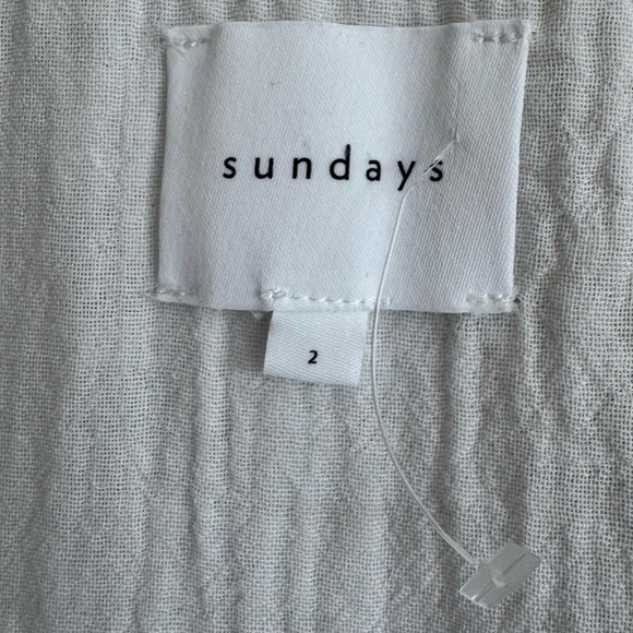 SUNDAYS White Cotton Gauze Long Sleeve V-Neck Top | Relaxed Fit Shirt | Small - Picture 4 of 5